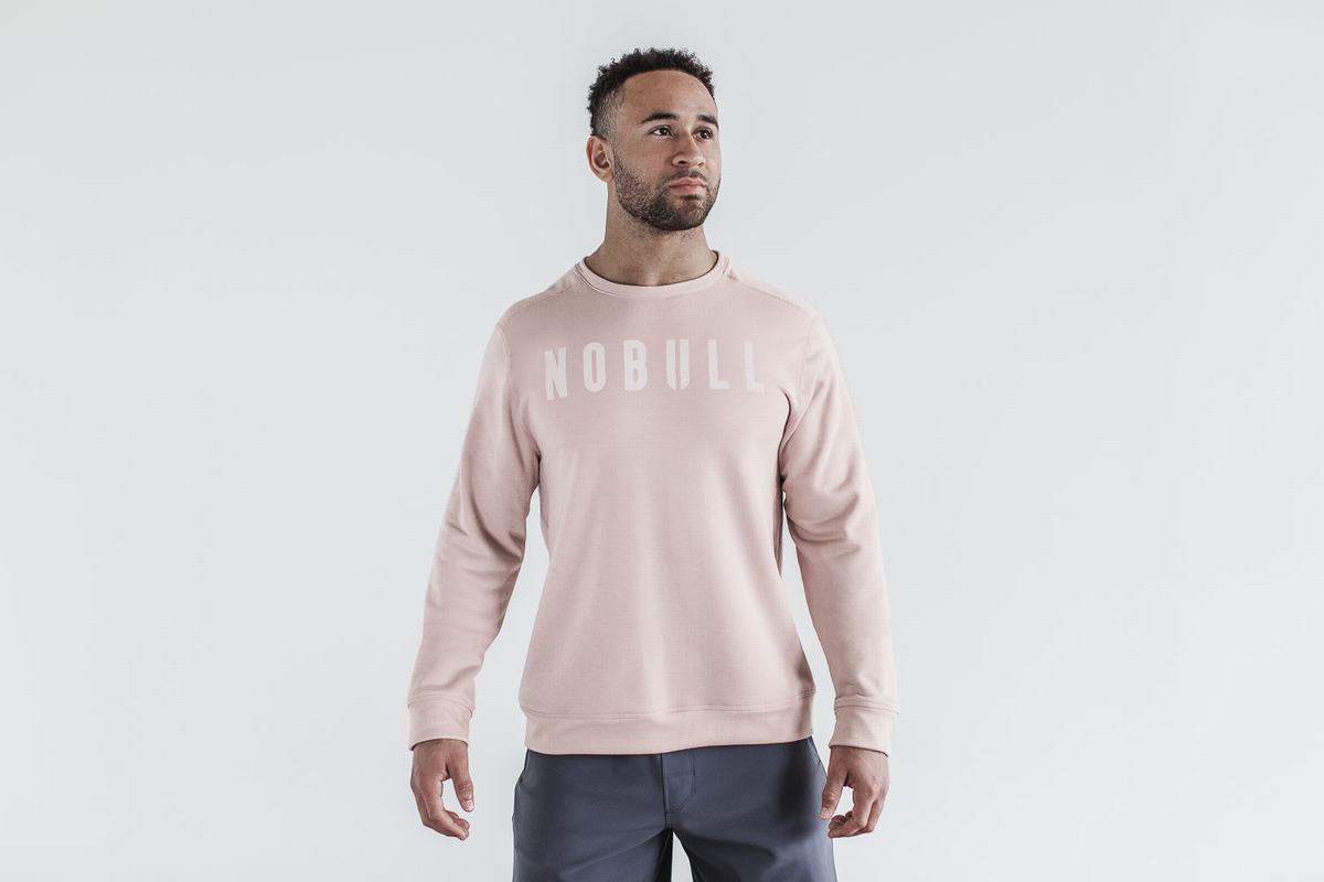 Nobull Crew Men's Sweatshirts Rose | Australia (ER2478)